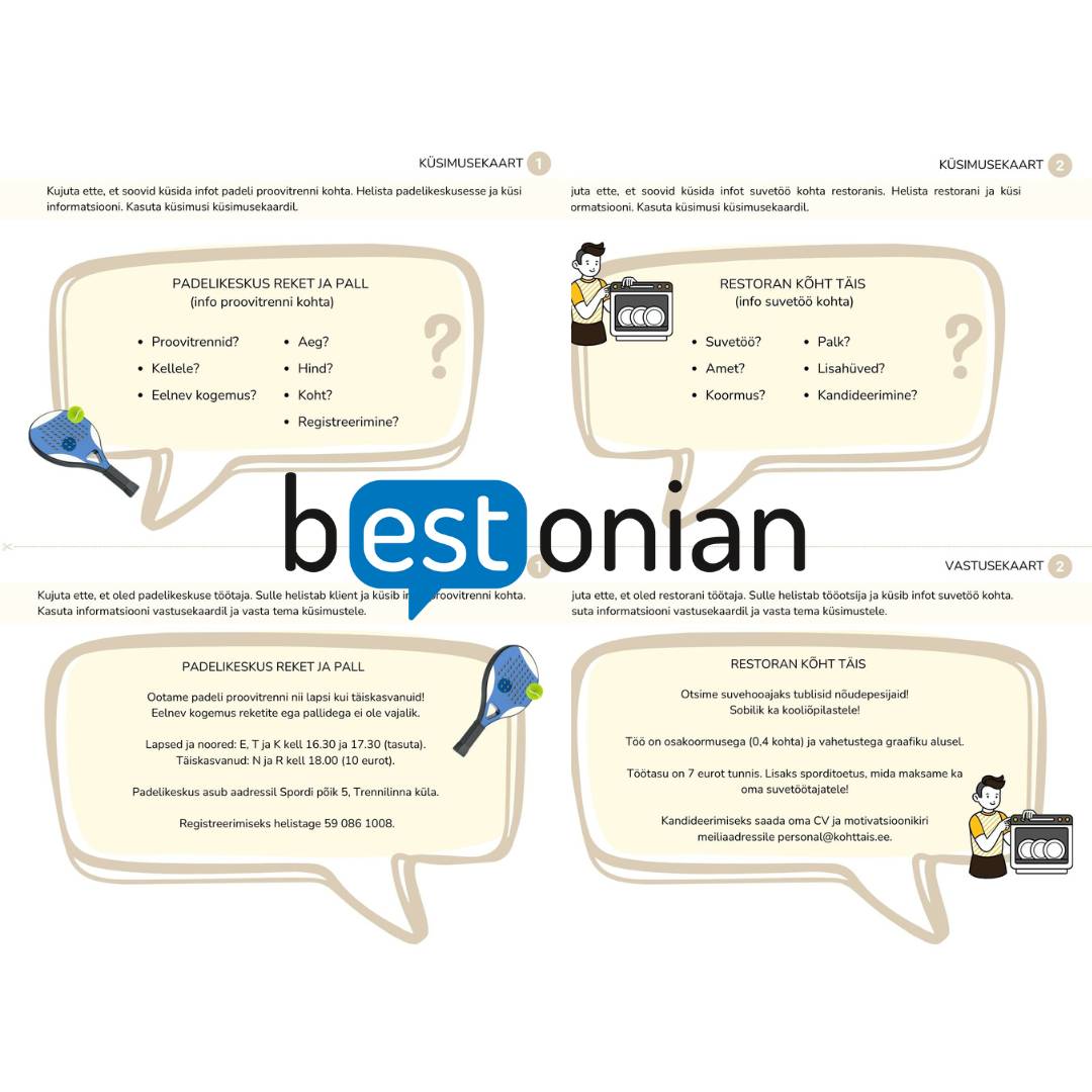 B1-taseme lõpueksami/tasemeeksami rääkimisosa 2. osa lisamaterjal - Image 2