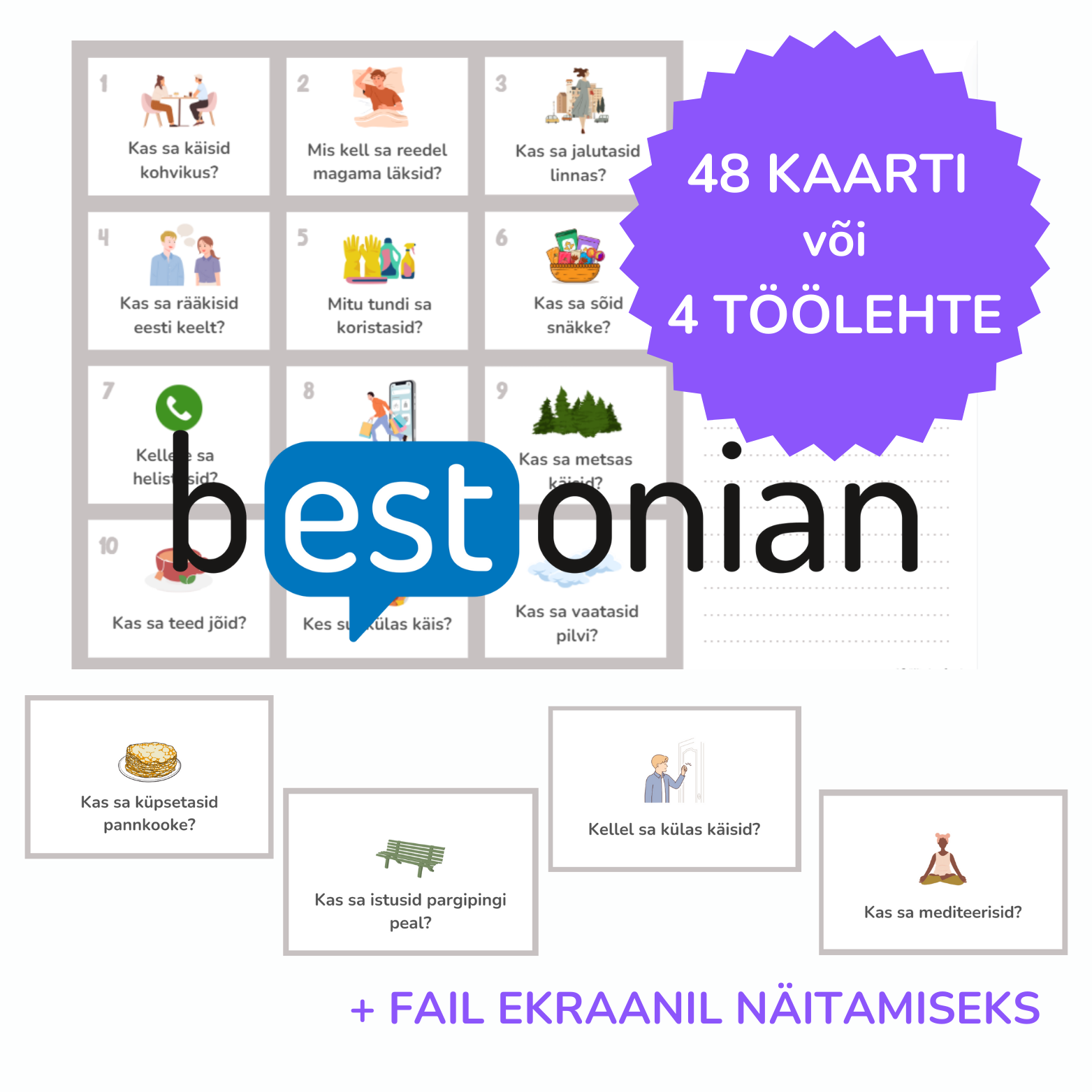 Lihtmineviku vestluskaardid. Mida sa nädalavahetusel tegid?