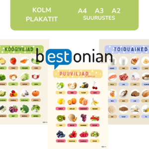 Plakatid: köögiviljad, puuviljad ja marjad, toiduained